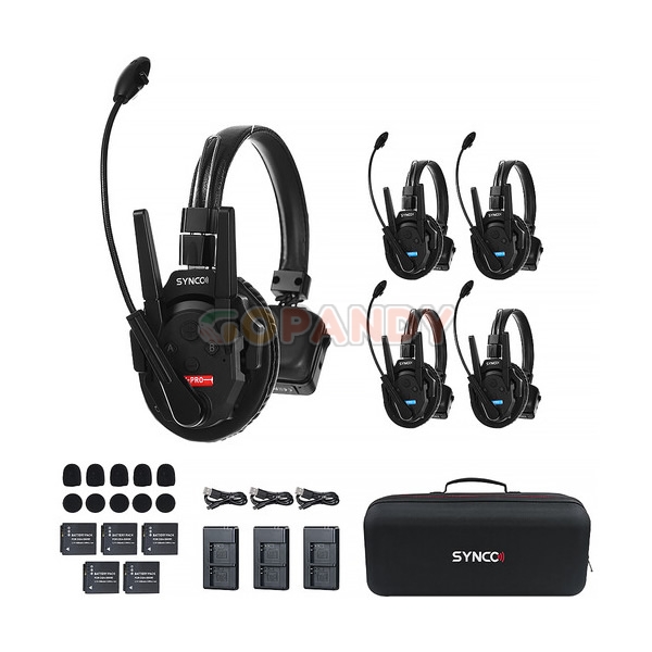 Synco Xtalk XPro5 Wireless Intercom System with 5 Single-Ear Headsets (2.4 GHz) - Image 2