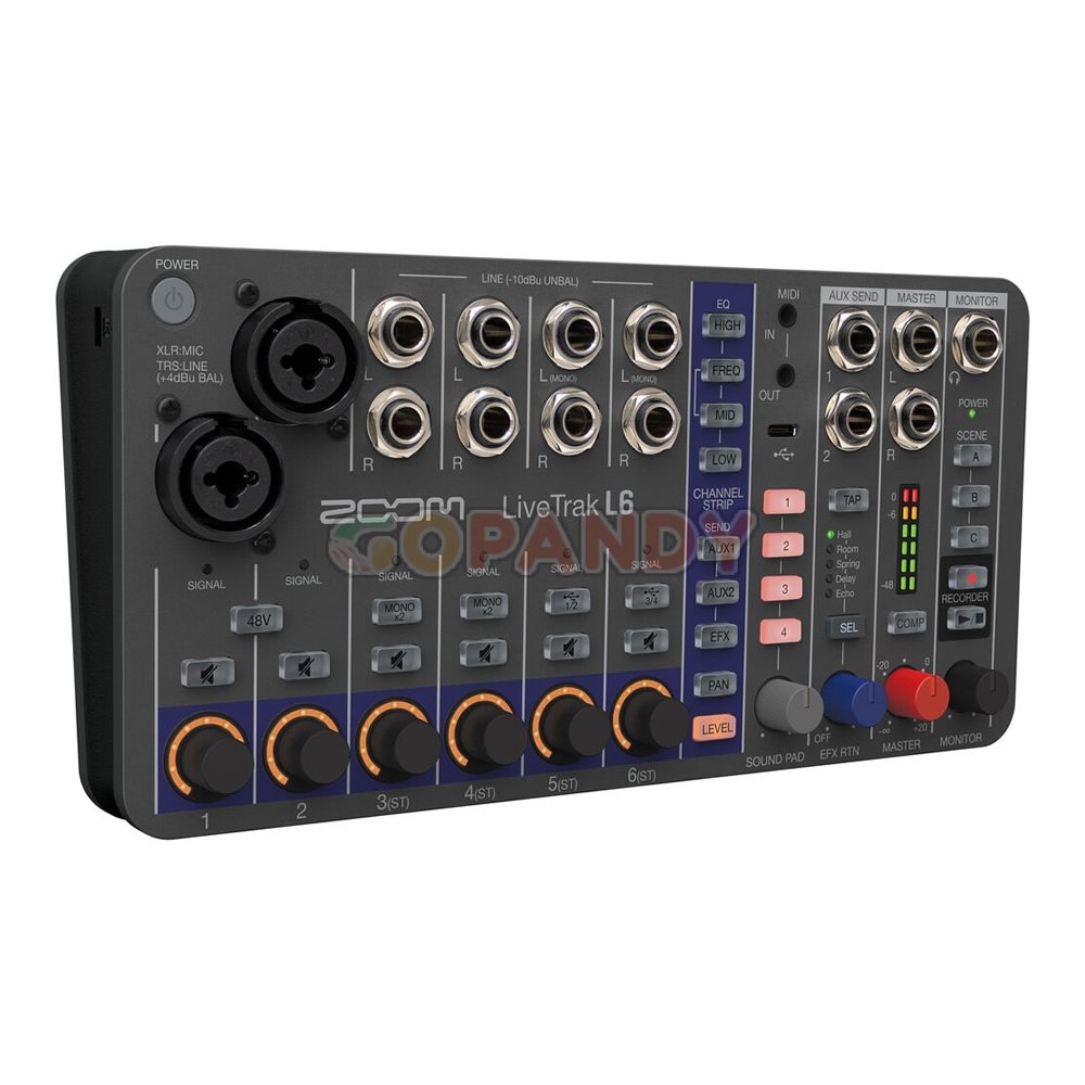 Zoom LiveTrak L-6 Portable 6-Channel Digital Mixer and Multitrack Recorder - Image 6
